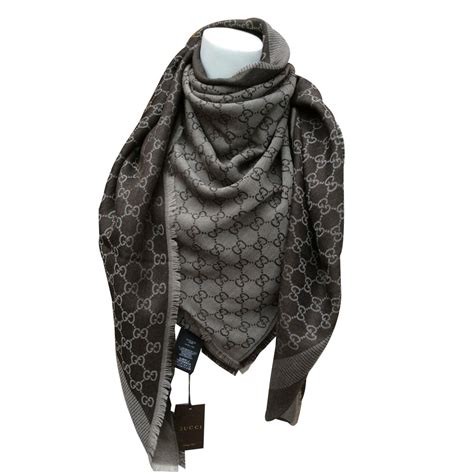 gucci reversible wool scarf brown gold|Gucci neckerchief.